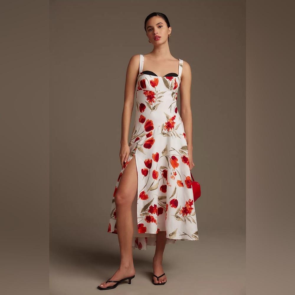 Reformation Bekki Linen Dress in Rubi